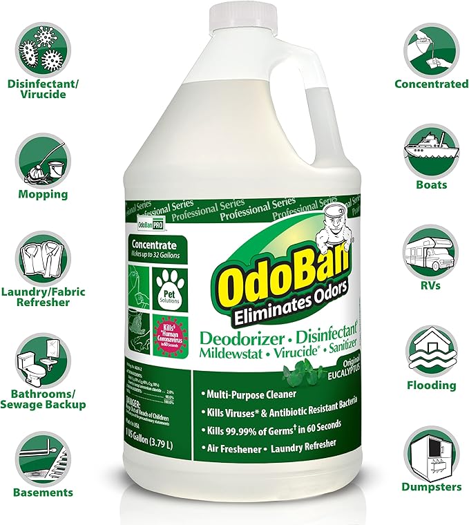 OdoBan Professional Disinfectant and Odor Eliminator Concentrate 6-Pack 1 Gallon Each Original Eucalyptus Scent