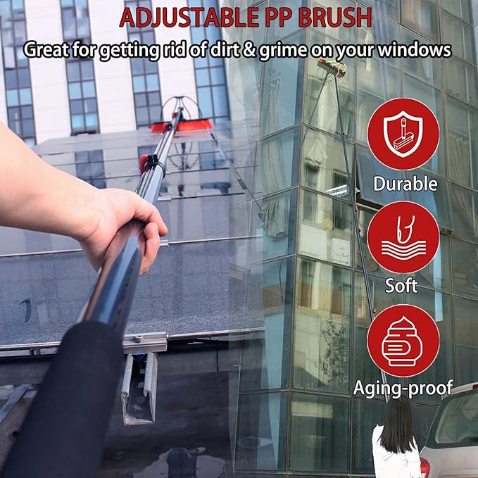 Water Fed Telescopic Brush Window Cleaning Kit for Cleaning Window Solar Panels Cleaning and Washing Tool for Window Glass Solar Panel 30FT/9M