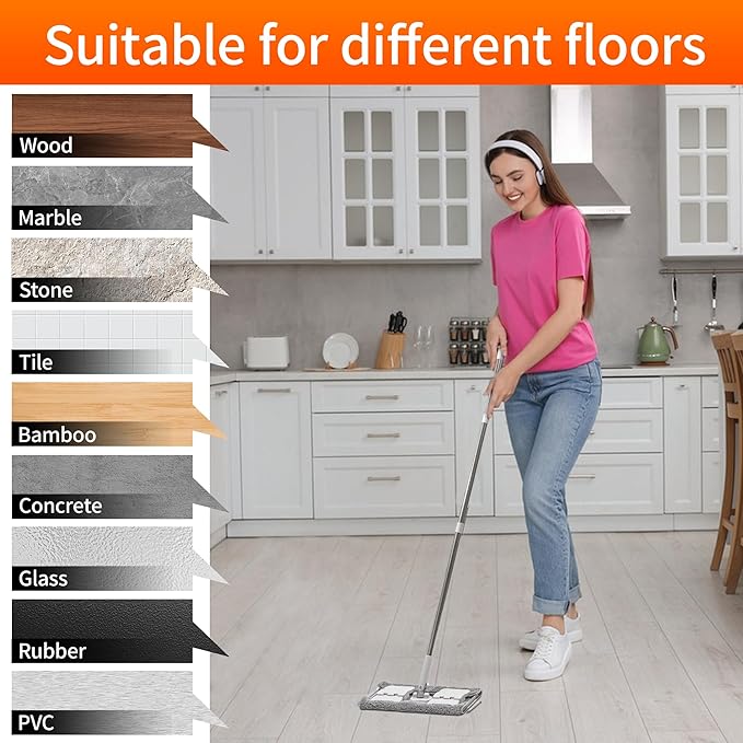 Premium 360° Microfiber Wet Mop for Floor Cleaning 4 Heavy Duty Reusable Microfiber Pads Adjustable Height and Sturdy Steel Hardware Vinyl Tile Laminate and Hardwood Floor Mop Cleaner