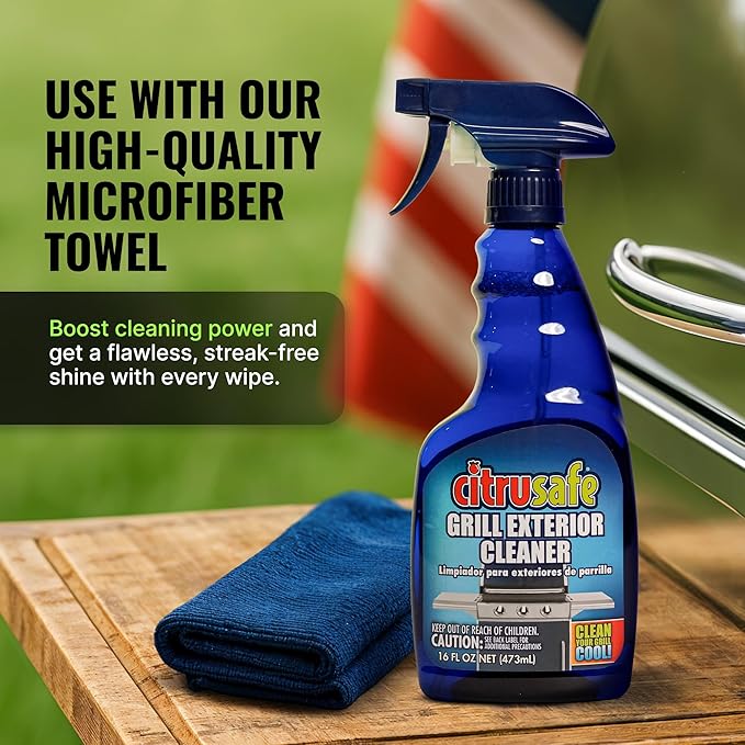 Citrusafe BBQ Grill Cleaner Exterior Cleaner &amp Microfiber Towel