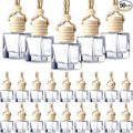 BBTO 50 Pcs Hanging Car Air Freshener Car Diffuser Bottles Empty Glass Perfume Bottle Freshener Diffuser Bottle Pendant for Essential Oil Fragrance Aromatherapy Bottle Ornament(Cube)