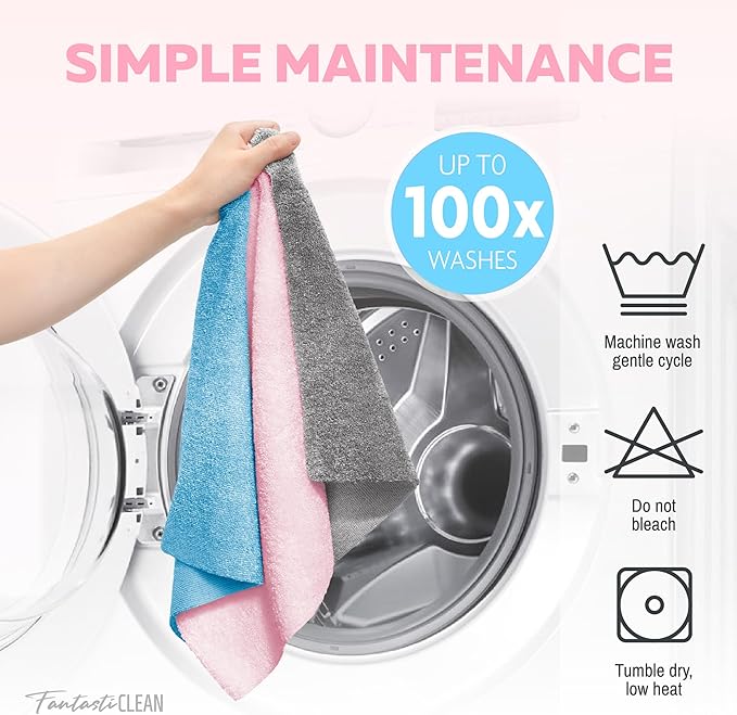 Fantasticlean Tear-Away Microfiber Cleaning Cloth Roll 12'' by 12''- 36 Sheets Thick &amp Large Detailing Towels Ultra Absorbent Lint-Free Reusable Wipes for Home Car or Outdoor (Glossy Grey)