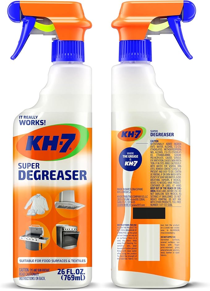 KH-7 Super Degreaser Multipurpose Cleaning Spray: The Heavy Duty All Purpose Cleaner for Your Home Kitchen Garage Car &amp Laundry | Total Cleaner &amp Powerful Grease Remover 26 oz (3 Pack)