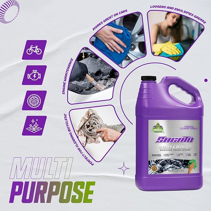 SACATO Degreaser Cleaner Heavy Duty – Commercial Degreaser for Garage Floor Engine Driveway &amp Tools – Heavy Duty Cleaner Concentrate for Car Kitchen Washer – Strongest Desengrasante Gallon