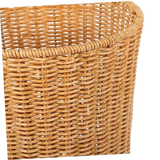 PRETYZOOM Medium Imitation Rattan Storage Basket Handwoven Wastebasket for Kitchen and Bedroom Versatile Woven Trash Can Stylish Design