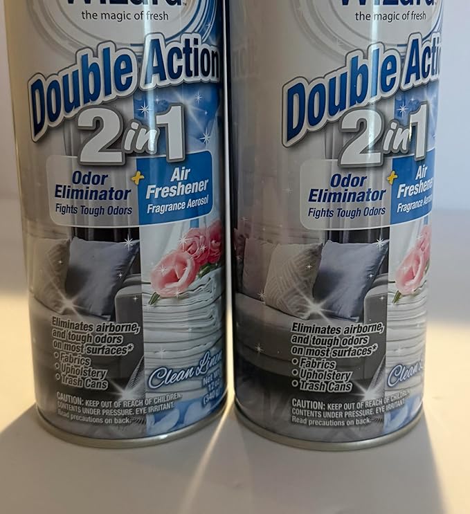 Odor Eliminator Double Action 2 in 1 Odor Eliminator and Air Freshener Clean Linen Scent 12 oz (2 Pack)