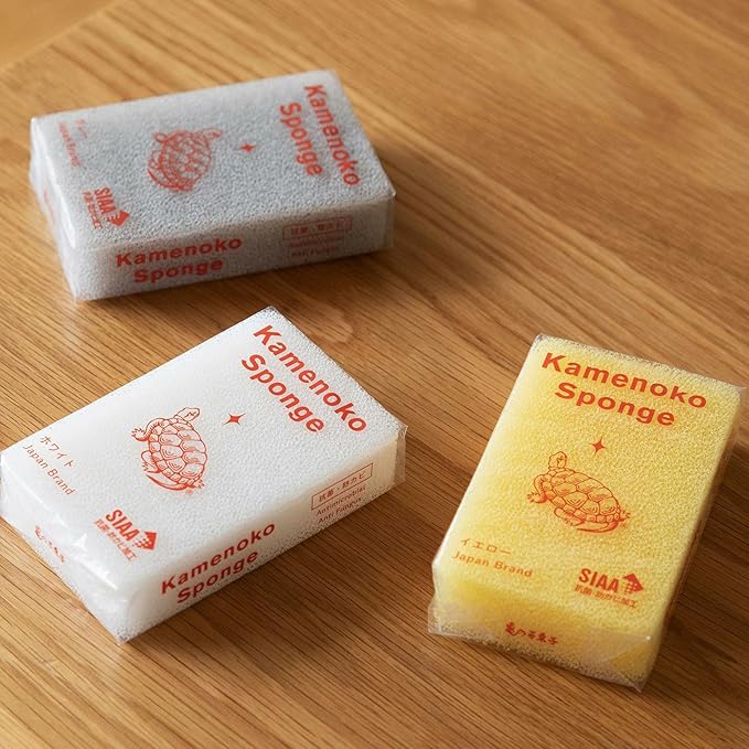 Kamenoko Sponge - Grey - Set of 6 - Kitchen Sponges for Cleaning Dishes and Pans - Odor-Resistant - Made in Japan