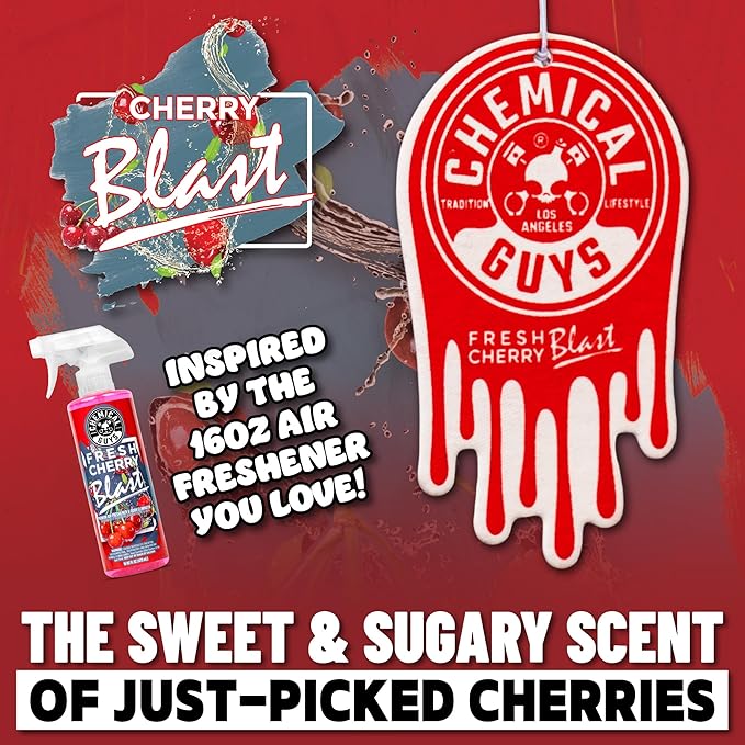Chemical Guys Hanging Air Freshener Fresh Cherry Scent 12 Pack Great for Cars Trucks SUVs RVs Home Garage Workspace Dorm Room &amp More (4 x 3 Packs) - AIR40604
