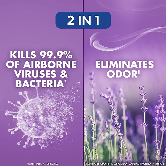 Lysol Air Sanitizer Spray with Bacterial Odor Eliminator for Home &amp Office Sanitizing Air Spray Air Freshener Alternative Lavender Sky Scent 10 oz (Pack of 3)