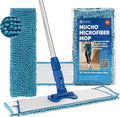18 Mucho Mop Microfiber Mop System - Mops for Floor Cleaning - Hardwood Floor Mop for Tile Laminate Wood Vinyl Floors | Washable Pads | Dry &amp Wet Mopping