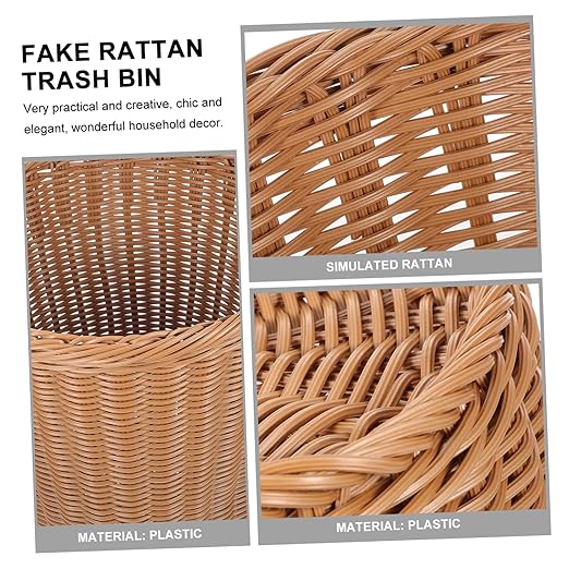 GLEAVI 1pc Wastebasket Garbage Bin Woven Trash Container Rustproof Iron Office Trash Basket Quality Material