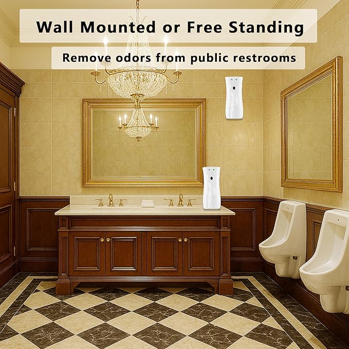 Automatic Air Freshener Spray Dispenser 6-Pack Wall Mounted or FreestandingMultiple Time SettingsCommercial and Home Use in Bathrooms Offices Living Rooms and Commercial Places (White 1121)