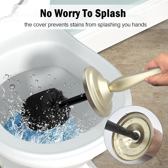 Satin Matte Soft Gold Toilet Bowl Brush with Holder Durable Bathroom Cleaning Tool Modern Design for Easy Toilet Maintenance Bathroom Cleaner Brush for Efficient Cleaning and Hygiene