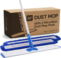 36 Mojave Microfiber Dust Mop System with 2 Dust Pads | Hardwood Tile Laminate Stone Concrete Floors | Ideal for Commercial Use Gyms Schools Warehouse Basketball Courts - Microfiber Wholesale