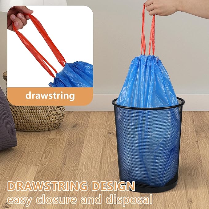 5 Gallon Drawstring Trash Bags 20 L Blue Garbage Bags 200 Counts/4 Rolls