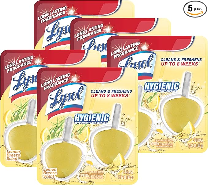 Lysol Hygienic Automatic Toilet Bowl Cleaner Lemon Breeze 2 ct (Pack of 5)