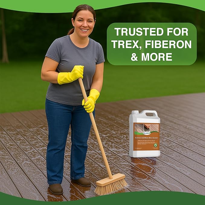 Premium Deck Cleaner Kit | Deck Cleaner and Mildew Remover | Cleans up to 1500 Sq. Ft. | Safe for Trex Timbertech &amp Wood Decking | Powerful &amp Eco-Friendly Deck's Cleaning Solution