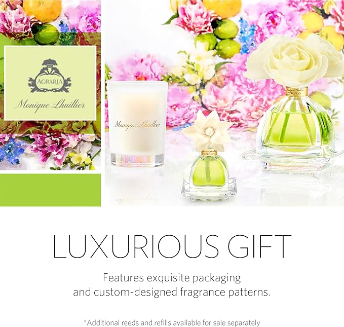 AGRARIA AirEssence Flower and Reed Diffuser Set Handmade Sola Flower Botanical Home Fragrance Set Scented Oil Reed Diffuser Gift for All Occasions