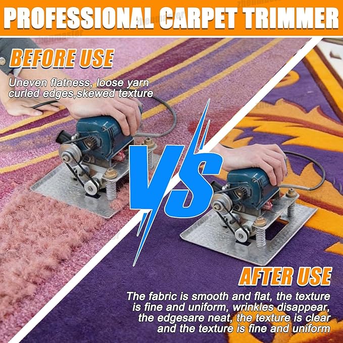 Electric Carpet Cutter &amp Flat Rug Shearing Machine 500w Motor 3-Inch Rotating Blade Adjustable Height - Portable Tool for Carpet Making Tufted Rug Trimming &amp Home Renovation