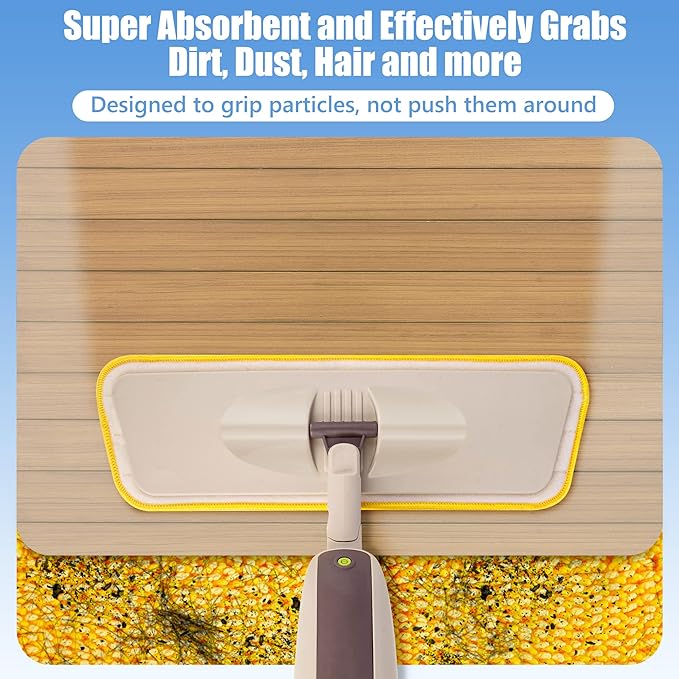HOMTOYOU Spray Mops with 10 Reusable Pads: Wet Mop for Hardwood Tile Wood Laminate Vinyl - Absorbs Pet Hair Dust