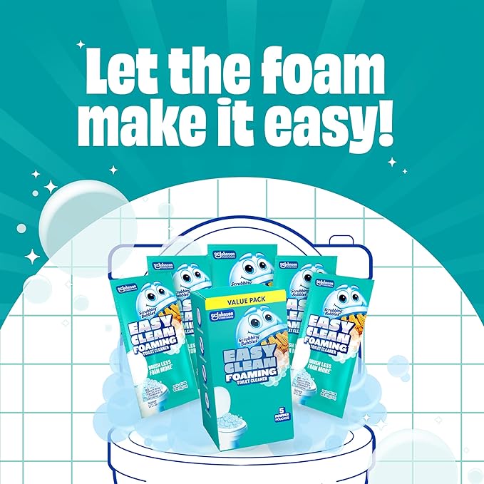 Scrubbing Bubbles Easy Clean Foaming Toilet Bowl Cleaner Bathroom Limescale Remover that Fights Odors Easy Drop-In Powder Pouches 100g (4 Count 20 Total Pouches)