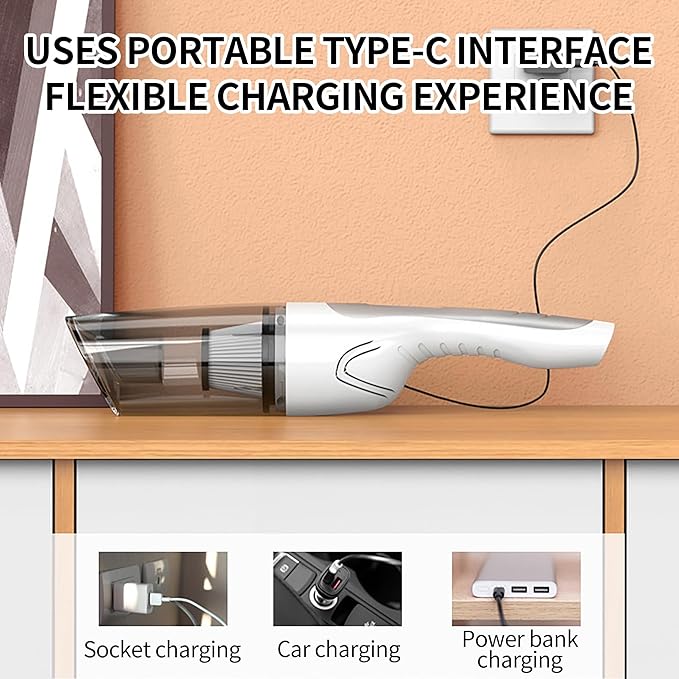 Cordless Stick Vacuum 7500Pa Powerful Suctiona - 360° Rotating Vacuum Cleaners for Home with Crevice Tool Type-C Rechargeable Lightweight Vacuum Cleaner for Home Hardwood Floors(Gray)