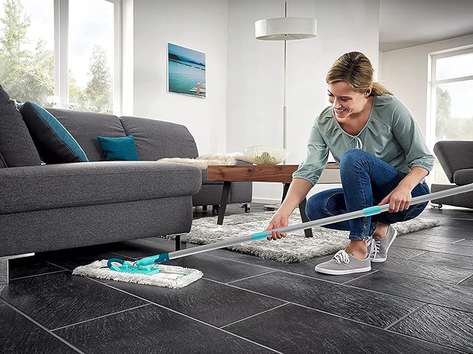 Leifheit Profi XL Cotton Plus Flat Mop with 146 cm Handle 42 cm Large Flat Floor Mop Head 360° Universal Joint for Easy Steering Highly Absorbent for Stone and Tile Floors