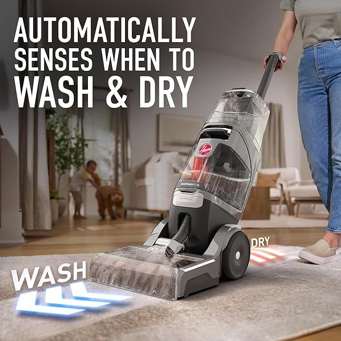 Hoover SmartWash Pet XL Upright Carpet Cleaner Machine for Carpet and Upholstery Automatic Deep Cleaning Carpet Shampooer Converts to Spot Cleaner Pair with Hoover Carpet Cleaner Solution