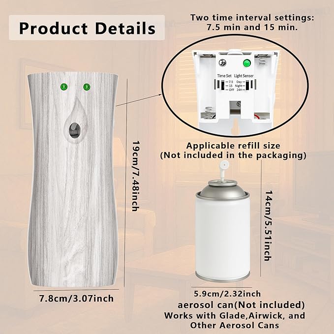 Automatic Air Freshener Spray Dispenser 6-Pack Wall Mounted or FreestandingMultiple Time SettingsCommercial and Home Use in Bathrooms Offices Living Rooms and Commercial Places (BHW 1121)