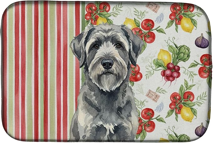 Caroline's Treasures Gray Bouvier des Flandres Vegetables Dish Drying Mat Absorbent Dish Drying Mat Pad for Kitchen Counter Dish Drainer Mat for Countertop 14 x 21 Multicolor