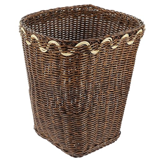 Angoily Hand Woven Square Trash Can Baskets for Bathroom Decor Elegant Waste Basket