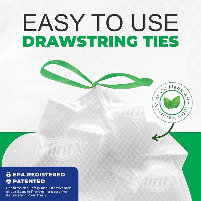 Mint-X Rodent Repellent Trash Bags 1.3 Mil Flat Seal 46 Height x 33 Length Clear (Pack of 100) (MX3346XHC)
