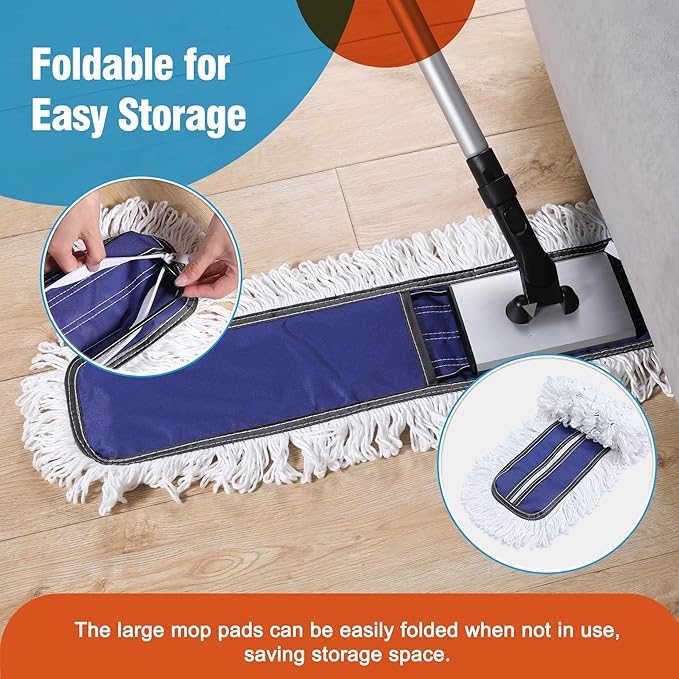 36 Microfiber Mop Pads 2 Pieces Just Fit CLEANHOME Industrial Dust Mop: B08R3F1ZZMBlue