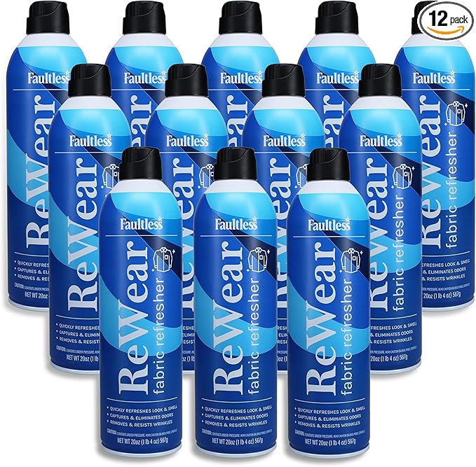 ReWear Fabric Refresher Multipack (12-Pack) - Full-Size 20 oz. Bottles for Wrinkle &amp Odor Removal Quick-Drying Fabric Care