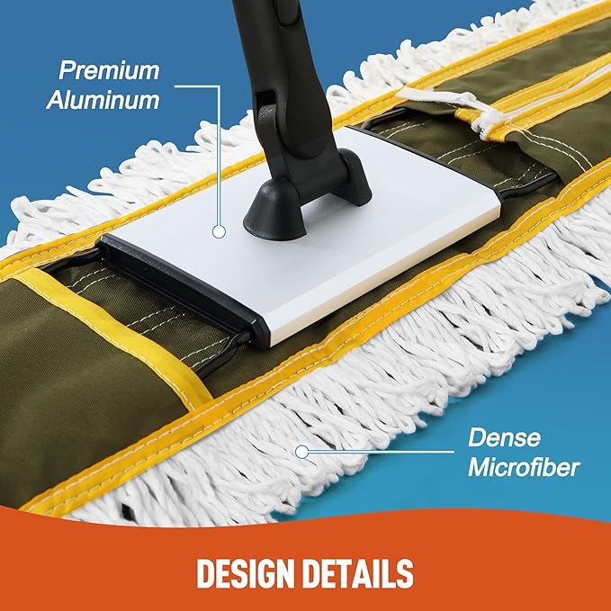 36 Commercial Dust Mops for Floor Cleaning Heavy Duty Floor Duster Mop with Long Handle Hotel Gym Household Cleaning Supplies for Hardwood Tiles Marble Floors (Green)