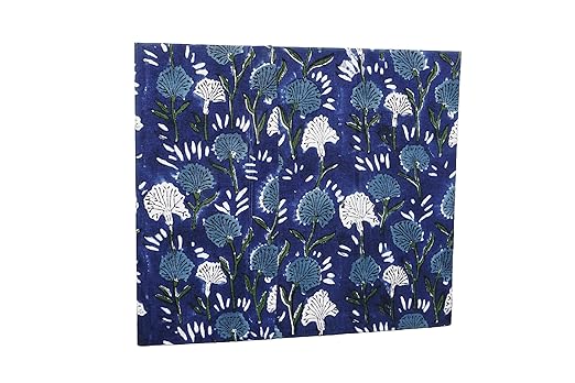 Generic 3.3 Gallon Cotton Hand Block Printed Paper Waste Basket |Small Decorative Trash Can for Housewarming Gifts in Living Room Bedroom Bathroom | Eco-Friendly Plastic-Free (1 BLUE FLOWAR)
