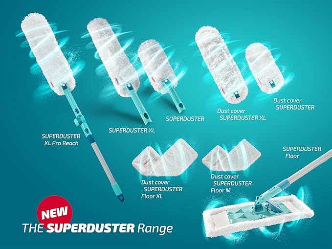 Leifheit SUPERDUSTER Floor Duster Dry dusting Floor Duster Replacement Wiper Cover for All Hard Floors 100% Microfibre Washable