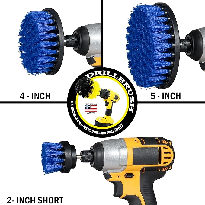 Kayak - Canoe - Yacht - Raft - Drill Brush - Boat Accessories - Fiberglass - Hull Cleaner - Cleaning Supplies - Pond Scum Oil Residue Weeds Barnacles Oxidation - Spin Brush Kit