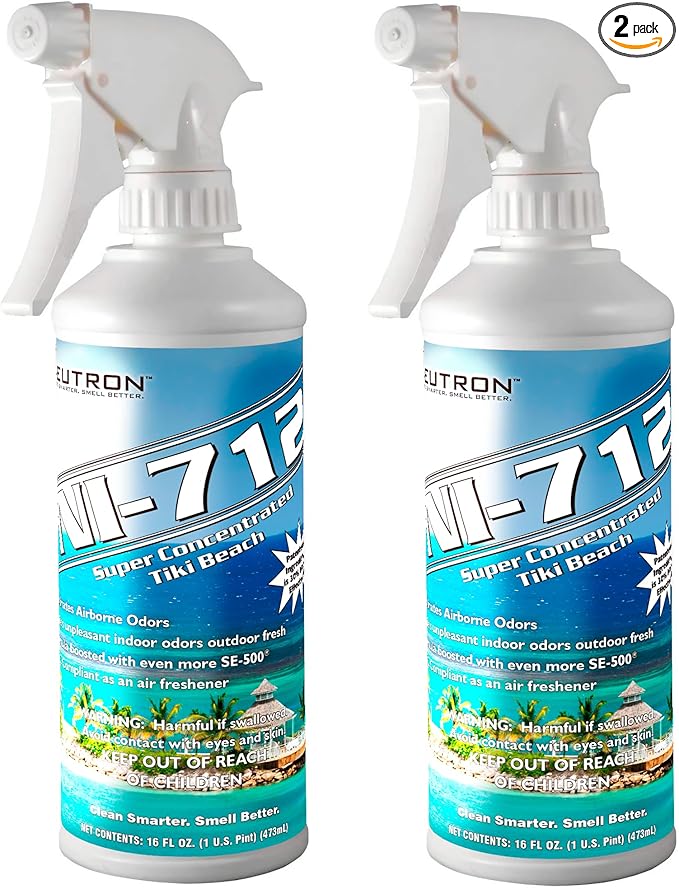 Neutron Industries NI-712 Tiki Beach Odor Eliminator Spray (2 bottles) – Powerful Long-Lasting Odor Neutralizer – Instant Air Freshener for Home Car &amp More – Pint-Sized (16 oz)