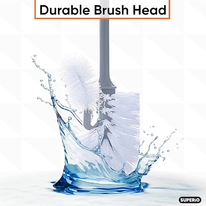 Superio Toilet Brush and Holder (1 Pack) Toilet Scrubber Bowl Cleaner Brushes Wand Toilets Brush with Holder Caddy Bathroom Cleaning Brush Bowl Brush Set