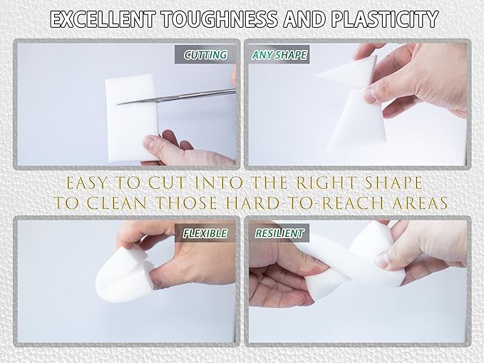 100 Pack Magic Cleaning Sponge Eraser 2X Density Melamine Foam Kitchen Dish Clean Multipurpose Stain Remove Pads Surface Scrubber for Household Shoes Furniture Floor Bathroom in Bulk