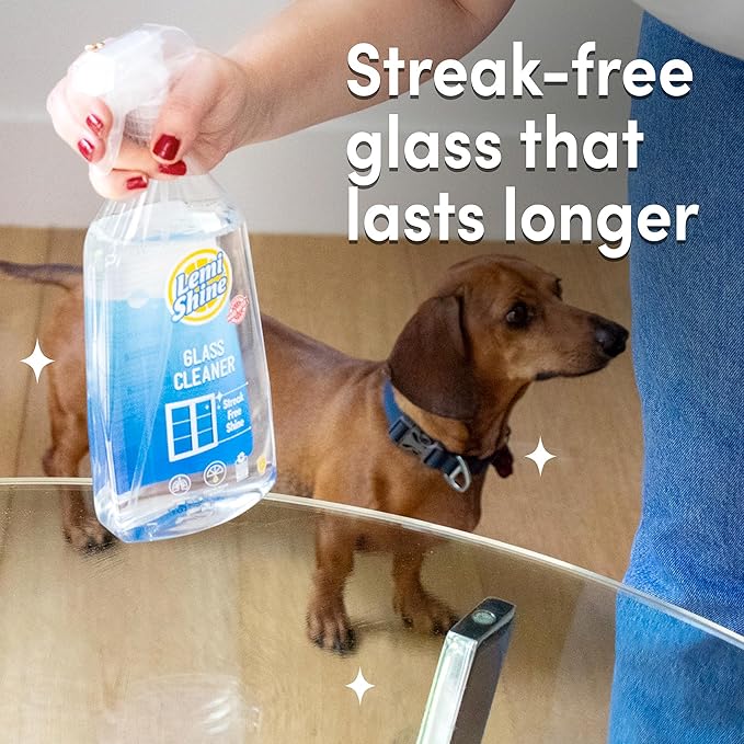 Lemi Shine Glass &amp Surface Cleaner - Multi-Surface Glass Cleaner Spray with Powerful Citric Acid Cleans Smudges and Streaks From Windows Glass And Mirrors 28oz - 3 Pack