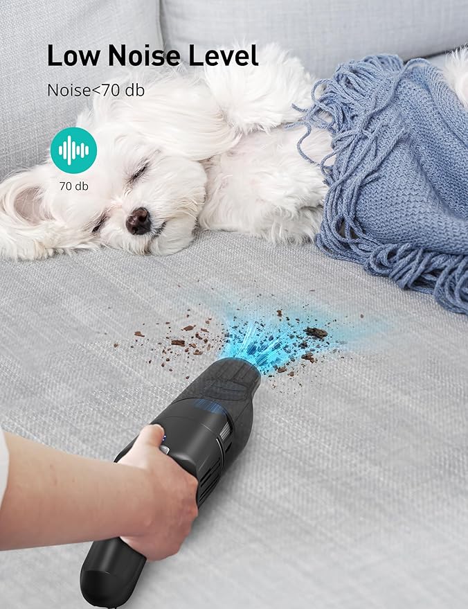 Aspiron Cordless Handheld Vacuum 24KPA Powerful Car Vacuum 2-Speed 2 Charging Methods Wireless Charger Ergonomic Handle Portable Rechargeable Vacuum Cleaner for Car Home Black Grey