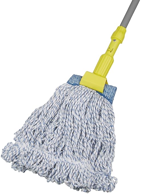 Amazon Basics Loop-End Rayon Finish Commercial String Mop Head for Floor Cleaning 5 Inch Headband Medium 6-Pack