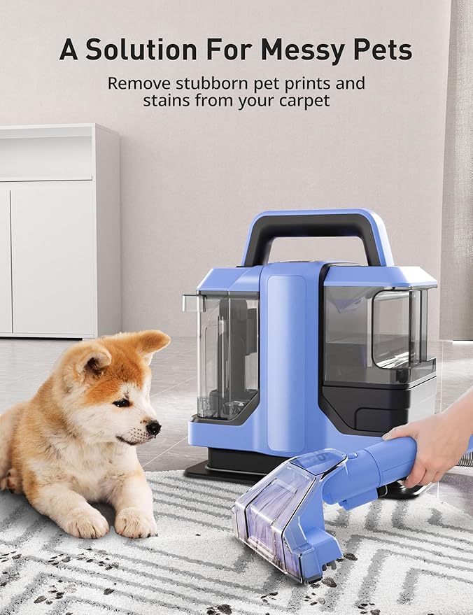 Carpet Cleaner Machines18KPA Upholstery Cleaner Machine with 2 Cleaning Tools Dual Large Tanks Portable Lightweight Spot Cleaner Machine for Pet Stains Carpet Stairs Couch Car Seats