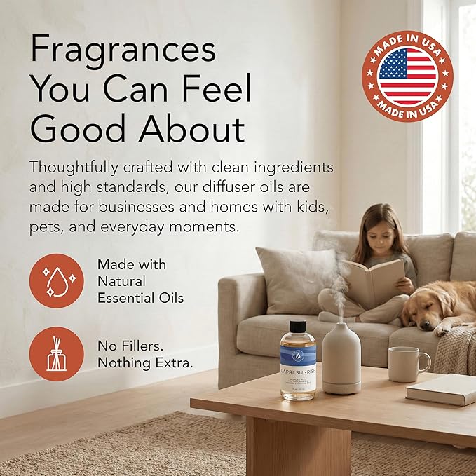 Aroma Country Capri Sunrise Diffuser Oil - Volcano Inspired - Luxury Essential Oils for Diffuser Refill &amp Air Freshener Room Spray Long-Lasting Natural Home Fragrance for Scent Machines (4 Fl oz