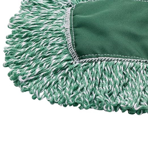 Rubbermaid Commercial Products Looped-End-Dust Mop Head Replacement Microfiber blend 24-inch Green Heavy Duty Industrial Wet Mop For Floor Cleaning Office/School/Stadium/Lobby/Restaurant