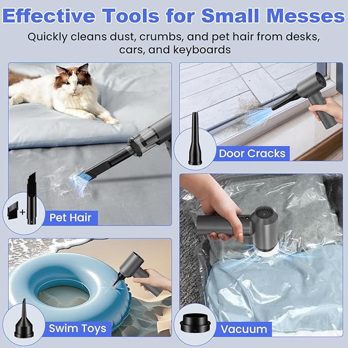 Foldable Cordless Vacuum &amp Air Duster - 16000PA Brushless Motor