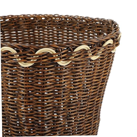 DOITOOL Elegant Woven Trash Can for Bathroom Office Decorative Waste Basket for Housewarmings
