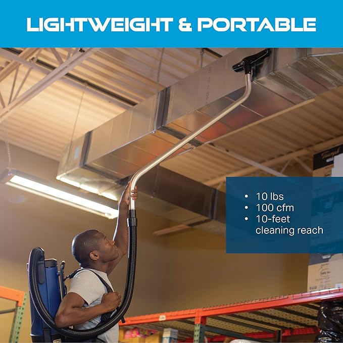 Powr-Flite Pro-Lite Backpack Vacuum Commercial Grade 4-Quart Canister Vacuum Cleaner Portable Vacuum with Tool Kit BP4S